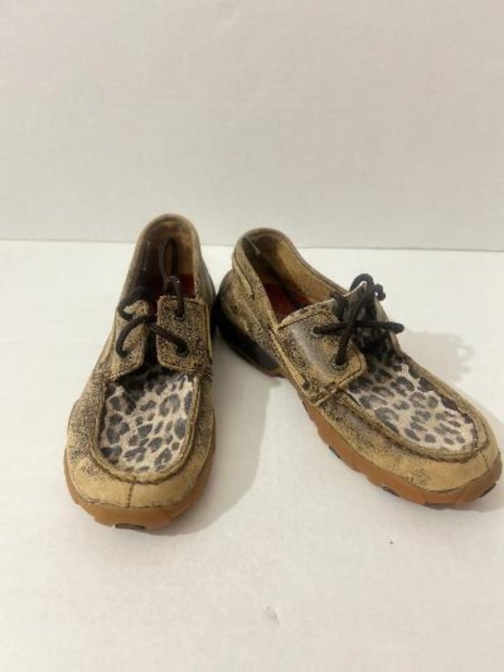 Twisted X Boots YDM0028 Kid's Driving Mocs 13.5 USA Leopard Leather Distressed